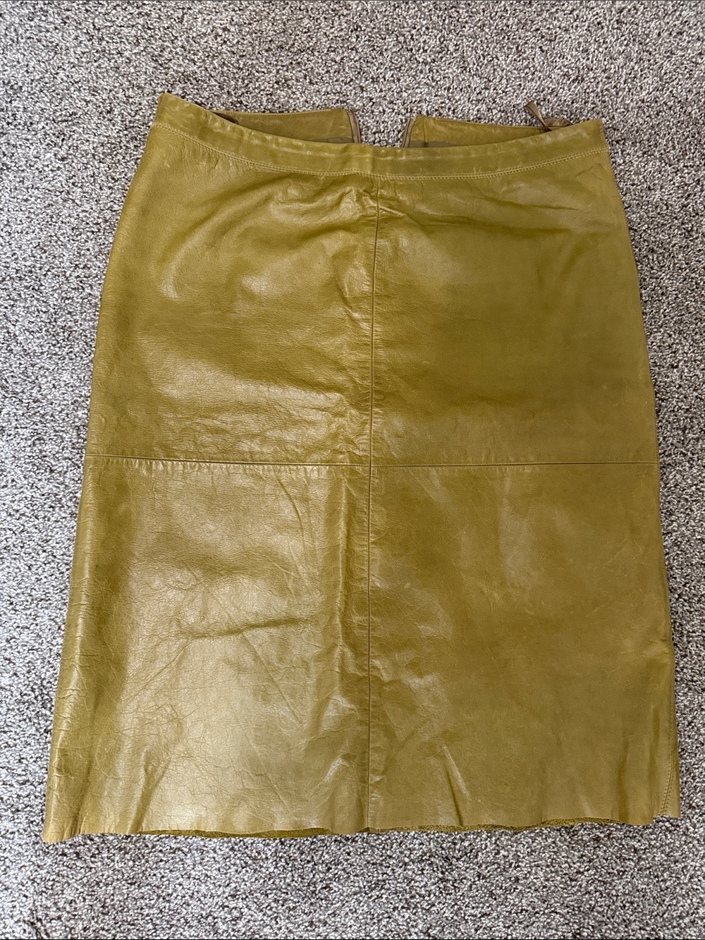 GAP Olive Green Leather Midi Skirt